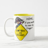 De Humor van de Woede van de weg Tweekleurige Koffiemok (Links)