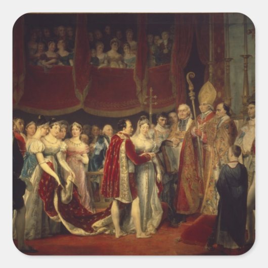 De huwelijksceremonie vierkante sticker (Voorkant)