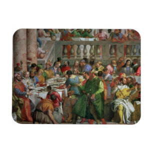 De huwelijksfeast op Cana, detail van het banket Magneet