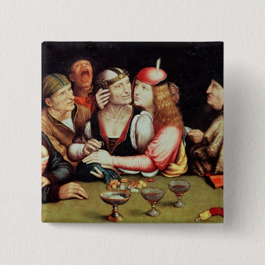 De huwelijksovereenkomst 2 vierkante button 5,1 cm (Voorkant)