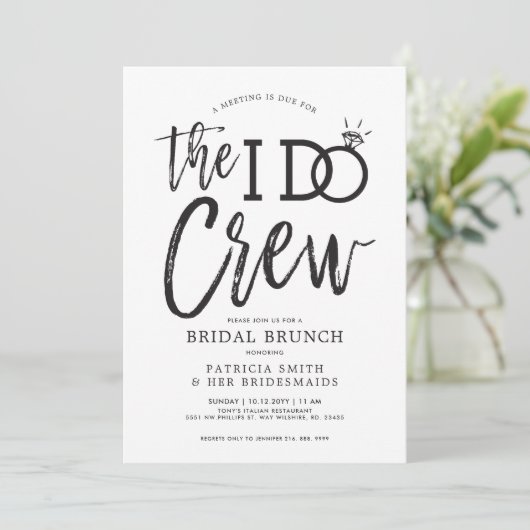 De I do Crech | Bridal Crew Brunch Kaart (Staand voorkant)