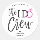 De I do Crech | Roze ring van de bruiloft Ronde Sticker (Voorkant)