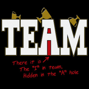 De "I" in Team, verborgen in het A-Hole shirt