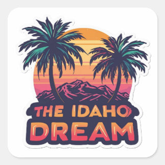 De Idaho Droom Amerikaanse Retro Zonsondergang Vierkante Sticker
