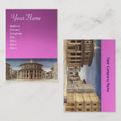DE IDEALE STAD, roze paars violet Visitekaartje (Voorkant / Achterkant)