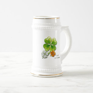 De Ieren. Tricolor Shamrocks Custom Name Bierpul