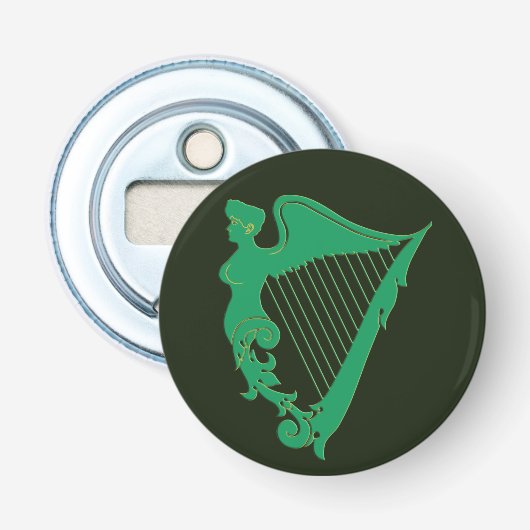De Ierse harp - een symbool van Ierland Button Flesopener (Voorkant)