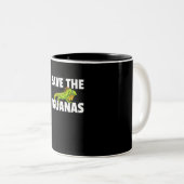 De Iguanas Reptile Gift Lizard Hunter Cadeau opsla Tweekleurige Koffiemok (Voorkant rechts)