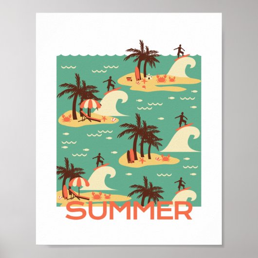 De illustratie Surfing Cartoon Poster (Voorkant)