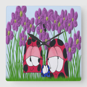 De illustratie van de Familie Ladybug Vierkante Klok