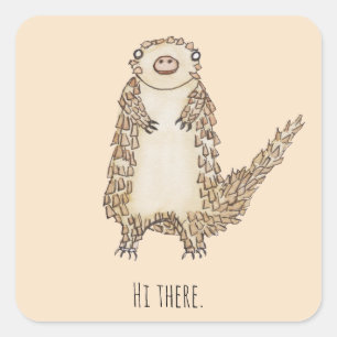 De Illustratie van Pangolin van de waterverf Vierkante Sticker