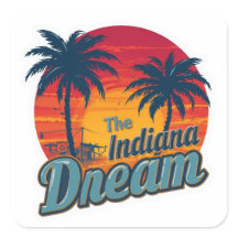 De Indiana Droom Retro Zonsondergang Palm Bomen