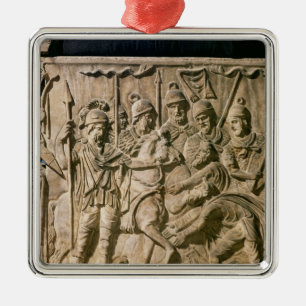 De indiening van een barbaars bij een Romeinse str Metalen Ornament