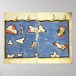 De Indische Oceaan, van een atlas Poster