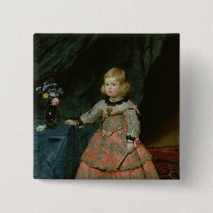 De Infanta Margarita Teresa Vierkante Button 5,1 Cm