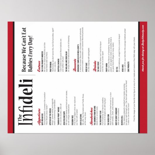 De Infideli Menu Poster (Voorkant)
