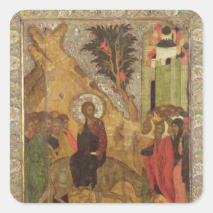 De ingang in Jeruzalem, Moskouse school Vierkante Sticker