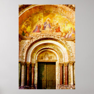 De ingang van de Sint-Marcusbasiliek in Venetië Poster