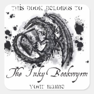 De Inky Bokwyrm Bookplate Vierkante Sticker