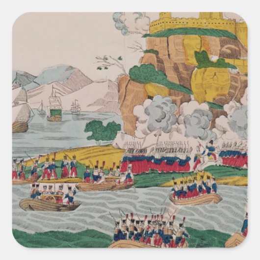 De inname van Algiers door de Fransen Vierkante Sticker (Voorkant)