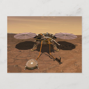 De Insight Lander opererend op het oppervlak van M Briefkaart