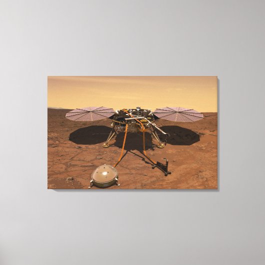 De Insight Lander opererend op het oppervlak van M Canvas Afdruk (Voorkant)