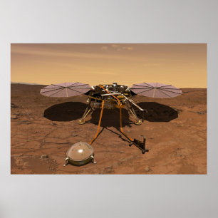 De Insight Lander opererend op het oppervlak van M Poster
