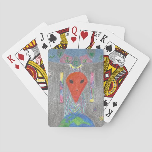 De interactie UFO Earth en Alien Spellingkaarten Pokerkaarten (Achterkant)