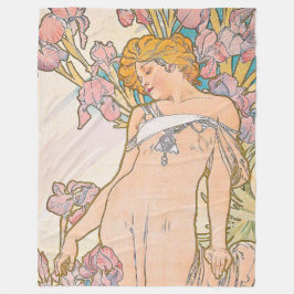 De Iris (1897) door Alphonse Mucha Fleece Deken