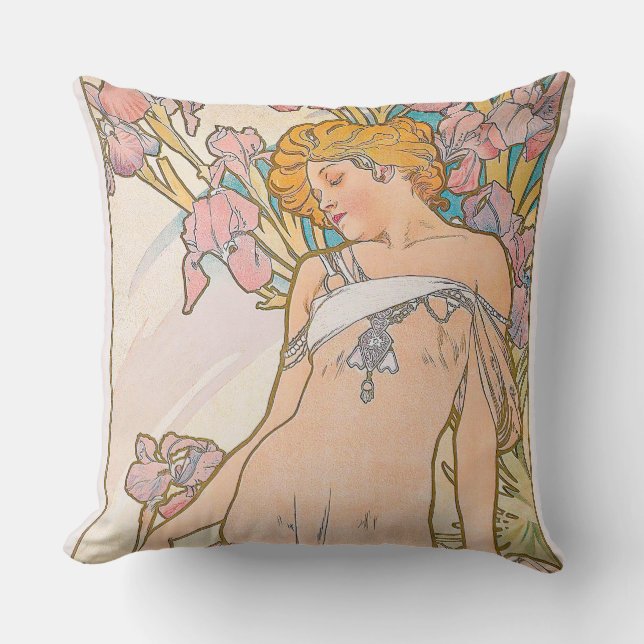 De Iris (1897) door Alphonse Mucha Kussen (Voorkant)