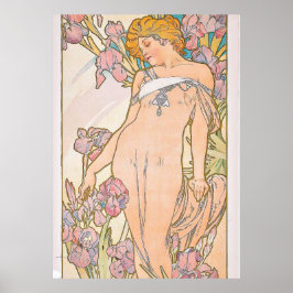 De Iris (1897) door Alphonse Mucha Poster