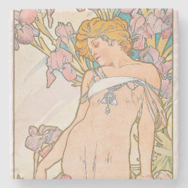 De Iris (1897) door Alphonse Mucha Stenen Onderzetter