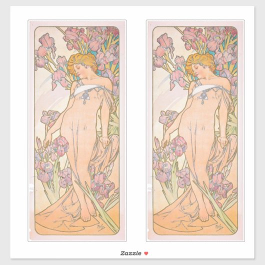 De Iris (1897) door Alphonse Mucha Sticker (Vel)