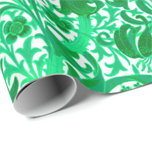 De Iris van William Morris en Lelie, Groene Jade Cadeaupapier