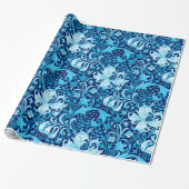 De Iris van William Morris en Lelie, het Blauw van Cadeaupapier (Uitgerold)