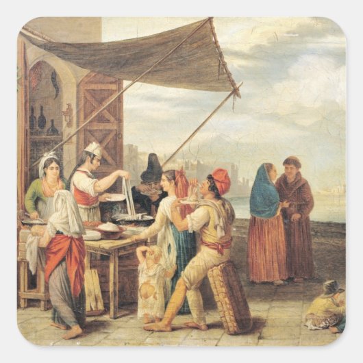 De Italiaanse markt Vierkante Sticker (Voorkant)