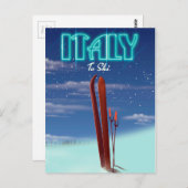 De Italiaanse reisposter Ice Ski. Briefkaart (Voorkant / Achterkant)