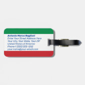 De Italiaanse vlag en de toren van het Pisa-Bagage Bagagelabel (Achterkant horizontaal)
