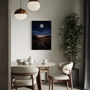 De jacht – betoverend avondlandschap met volle maa canvas afdruk