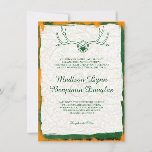 De jacht is over Antler Camo bruiloft uitnodiginge Kaart (Voorkant)