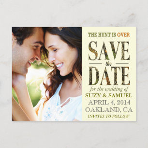 De jacht is over Camo Save the Date aankondiging