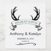 De jacht is over gewei rustieke bruiloft douane wijn etiket (Enkel label)