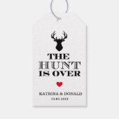 De jacht is over het Rustic Country Weddenschap Cadeaulabel (Achterkant)