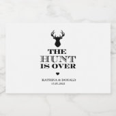 De jacht is over het Rustic Country Weddenschap Likeurfles Etiket (Enkel label)