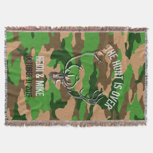 "De jacht is voorbij" rustieke aangepaste huwelijk Deken (Voorkant)