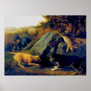 De jacht op konijnen Thomas Hewes Hinckley 1850 Poster