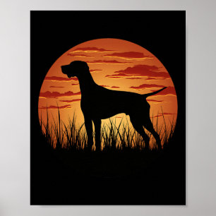 De jachthond silhouette tegen de zon poster