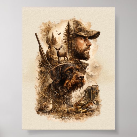 De jagerbond – Duitse draadharige pointer Poster (Voorkant)