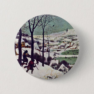 De jagers in de sneeuw, door Bruegel D. Ä. Pieter Ronde Button 5,7 Cm
