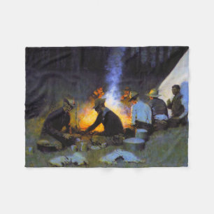 De jagersmaaltijd Frederic Remington Rustiek Fleece Deken